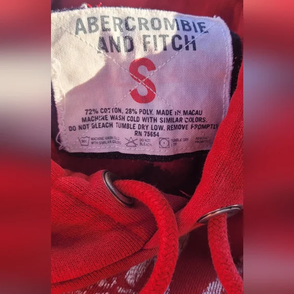 Y2K VINTAGE ABERCROMBIE & FITCH CAYUGA WARRIORS PULLOVER HOODIE RED - Picture 5 of 5